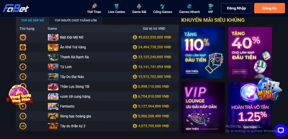 Các game phổ biến tại vn999